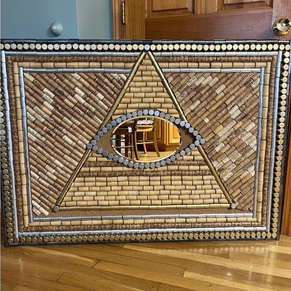 Geometric Cork Art with Eye Design